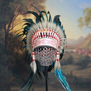Coiffes à plumes pour enfants, vente directe usine, pour spectacles, accessoires capillaires teints style cocktail, tribal et sauvage - Product Image 5