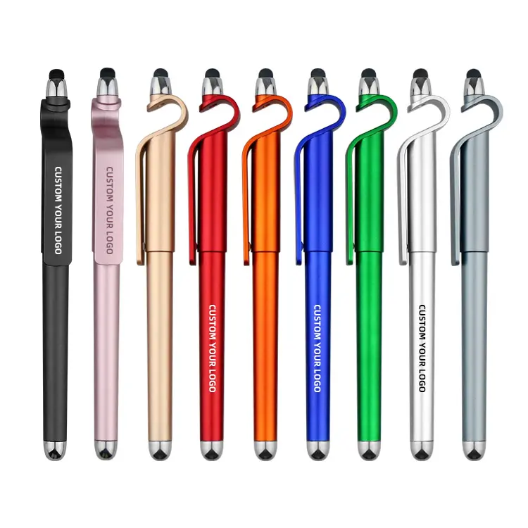 Promosi RTS murah aneka warna pena Gel plastik dengan Logo kustom pena stylus seluler