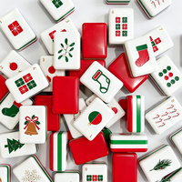 Jeu de Mahjong Américain de Noël 160 Tuiles – Tuiles de Mahjong en Acrylique 4 Couches – Père Noël, Joker, Vents, Dragons – Cadeau de Noël pour Adultes