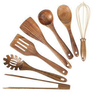 Utensilios de Cocina Profesionales para el Hogar, Juego de Utensilios de Cocina de Madera de Acacia y Teca, Utensilios de Cocina de Madera - Product Image 1