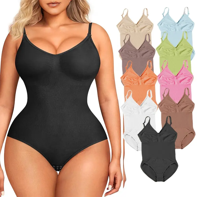 BRABIC Shapewear adelgazamiento esculpir monos para mujeres Control de barriga sin mangas sin costuras Tops cuello en V camisola mono Shaper