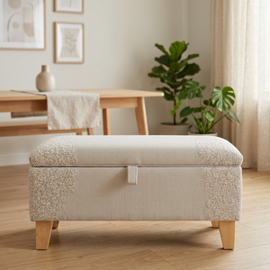 <span class=keywords><strong>Banc</strong></span> ottoman capitonné en bois massif au design moderne avec couvercle à charnières pour le <span class=keywords><strong>rangement</strong></span> et la décoration du salon - Idéal pour les hôtels et appartements - Product Image 3