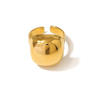Bague en acier inoxydable plaqué or 18 carats pour femme, style coussin, dôme massif, bicolore, pour déclaration de style, cadeau de fête, vente en gros, OEM