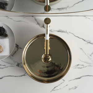 אמנותי זהב צבע יוקרה אמבטיה מלון שירותים קרמיקה עגול קטן השיש כיור - Product Image 6