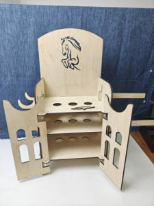 木製ホビーホース厩舎、2頭の馬用、子供のおままごと用おもちゃ厩舎オーガナイザー - Product Image 5