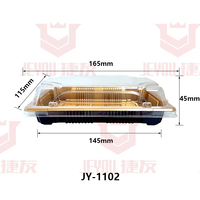Plateau à sushi rectangulaire en plastique doré JY-1103 pour contenants alimentaires avec couvercle transparent