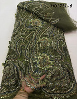 Tissu en dentelle d'organza africain avec de magnifiques broderies, paillettes nigérianes pour robes de mariée, dentelles Gittle fabriquées à la main au Nigeria