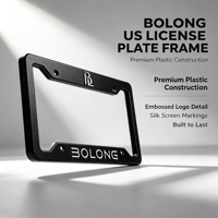 Cadre de plaque d'immatriculation BOLONG à 4 trous, norme américaine, en ABS, support de plaque d'immatriculation personnalisé, cadre de plaque d'immatriculation de voiture avec logo personnalisé