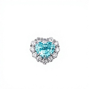 Anillo Azul Corte Corazón con Halo de Diamantes Blancos, Anillo de Compromiso para Mujer, Estilo Romántico, Certificado IGI - Product Image 1