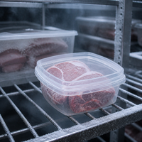 Boîte de conservation carrée transparente pour aliments surgelés, prête à consommer