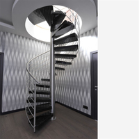 Escalier en colimaçon en acier et bois, marches en acier au carbone, gain de place, design contemporain pour duplex intérieur