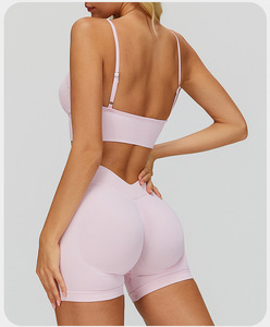 Ensembles d'entraînement 2 pièces sans couture et doux pour femmes, soutien-gorge de sport à maintien élevé, vêtements de fitness et de yoga, logo frontal, respirant - Product Image 4