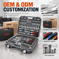 Tomac 202 Pièces Jeu d'Outils de Réparation Multiples avec Cliquet Réversible et Douilles CRV 1/4" 3/8" 1/2" Grande Vente