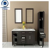 Salle de bain en bois MDF de luxe blanc noir bleu meuble de rangement pour vanité avec lavabo