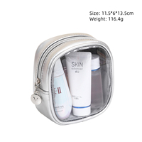 Pochette à fermeture éclair étanche pour rangement de produits de toilette Petit sac à cosmétiques portable en PVC solide