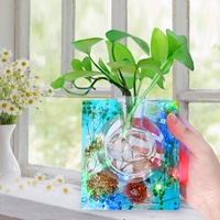 DM553 Station de Propagation de plantes hydroponiques, moule en Silicone, résine époxy, hexagone, rond, carré, Vase à fleurs, support, Kit de moule