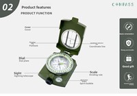 Boussole imperméable multifonctionnelle légère pour activités de plein air, aventure, chasse, camping, topographie, escalade