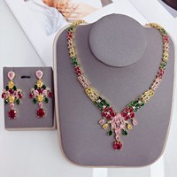Ensemble de bijoux de banquet pour femmes TIANSHE, accessoires de luxe, boucles d'oreilles et collier en zircon coloré