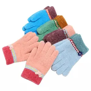 2020新款儿童针织毛线男女童手套冬季保暖无指书写半指手套k276
