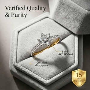 Classic <b>Thin</b> Band Daisy Diamond Cluster <b>Ring</b> 18k White Gold 7 Stone Brilliant Cut IGI Certified Women's Engagement <b>Ring</b> MOQ 1PC - Product Image 3