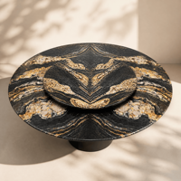 Preis für Esstische aus Cosmic Gold Marmor |   Moderne Luxus-Naturstein-Rundtische mit Drehbarem Lazy Susan für Villa und Hotel