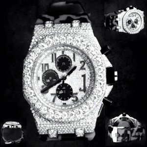 Montre en acier inoxydable Mossinate Fashion avec quartz et moissanite pour homme, cadran en verre, bracelet à fermoir, résistance à l'eau 10 bars - Product Image 1