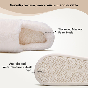 Pantoufles douillettes pour femmes à bandes croisées, en mousse à mémoire de forme, à bout ouvert, en peluche - Product Image 2