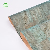 INFOCORK usine en gros rétro revêtement bleu sarcelle pain veine cuir de liège-pour chaussures, sacs tapis écologique texturé Durable