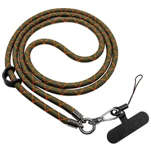 Baiyuheng tali gantungan ponsel 8mm, tali Lanyard ponsel anti-hilang kustom dengan tambalan miring, tali belakang aksesori ponsel luar ruangan