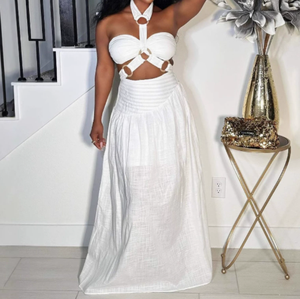 Viviblook Z108ST02 Women Valentine Clothes <b>Strapless</b> Straps <b>With</b> Padding Halter <b>Top</b> Skirt Plus Size Two Piece Set - Product Image 4