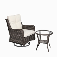 Ensemble de mobilier de jardin en rotin transfrontalier, trois pièces, comprenant table, chaises et canapé rotatif, pour terrasse et extérieur, direct usine