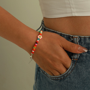 BINSHUO gioielli con perline <span class=keywords><strong>di</strong></span> semi bohémien da donna regalo con colletto in acrilico Charm <span class=keywords><strong>collana</strong></span> e bracciale in resina margherita - Product Image 5
