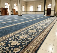 Tapis de prière musulman en mélange de laine et de nylon, couleur verte, tapis Axminster classique résistant à fort trafic pour mosquée