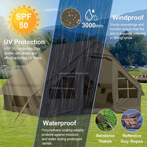 Tentes de camping gonflables pour 3-4 personnes Tente d'auvent de luxe imperméable et facile à installer en coton quatre saisons - Product Image 5