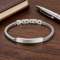 Bracelet en acier inoxydable argenté de mode en gros, chaîne cubaine avec gravure de nom personnalisée pour hommes et femmes, usage quotidien/affaires