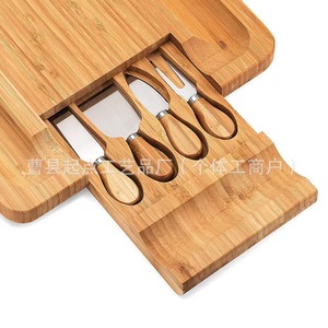 Starting Point Bamboo <b>Cheese</b> Board <b>Set</b> With <b>Knife</b> Drawer Solid Wood Cutting Board For <b>Cheese</b> Serving - Product Image 4