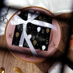 Wholesale 80g Birthday Golden Brush Art <b>Paper</b> <b>Tissue</b> 43*300cm Gift Luxury Custom Packaging Wrapping <b>Paper</b> Roll - Product Image 1