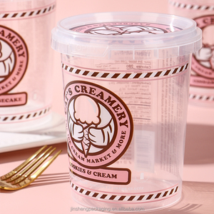Bán buôn 2025 in ấn thực phẩm bọc Logo Ice Cream nhựa container 16oz 500 gam 1kg sữa chua nồi với Bìa cá nhân - Product Image 5