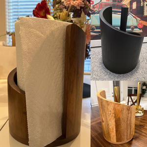 Portarrollos de Papel de Cocina de Madera para Encimera con Base Redonda y Soporte de Hierro - Product Image 5