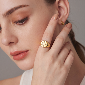 Anillo de acero inoxidable con forma de estrella y circonita, joyería delicada, 316L, PVD, chapado en oro - Product Image 6