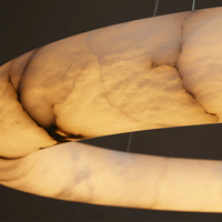 Lustre américain en albâtre de 36 pouces, idéal pour les halls d'hôtel et les salons de villas, grand lustre rond en albâtre