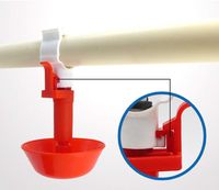 RS-58/46 Abreuvoir à tétine rouge pour poussins, coupelle de démarrage automatique pour poulets, abreuvoir à tétine pour poulets avec coupelle anti-goutte