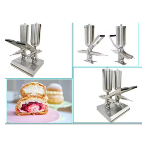 Máquina manual de acero inoxidable de doble cabezal para inyectar mermelada y crema, dispensador de pasta para rellenar pan. - Product Image 5