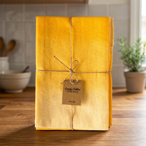 Serviette de cuisine en coton uni jaune 100% coton hypoallergénique, tissée, forme carrée, écologique, lavable en machine - Product Image 1