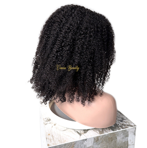 Afro Exotic Kinky Coily 180 densidad V-Part Raw Kinky Curly Virgin cutícula completa pequeño afro Kinky Curly V parte personalizar <span class=keywords><strong>M</strong></span> Cap peluca - Product Image 4