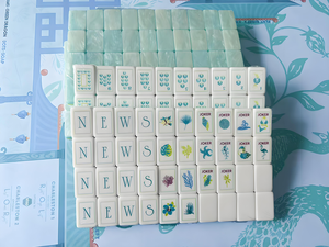 Consegna Immediata Set Mahjong Americano Blu Costa Corallina Estiva 160 Tessere Acquista Mahjong e Ottieni un Tappetino Personalizzato - Product Image 4