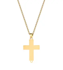 2023 new products religious jewelry wholesale fashion stainless steel gold plated cross necklace for men