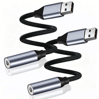 Câble adaptateur audio USB-C femelle vers USB-A mâle AUX 0,2 m, lot de 2, avec boîtier en aluminium pour iPhone 17/16/15/14