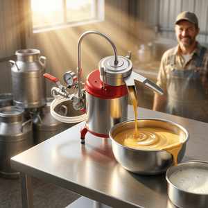 Séparateur de crème de lait en acier inoxydable 20 L/h, facile à utiliser, machine de traitement laitier avec pompe pour la séparation du lait - Product Image 1