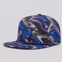 Casquette de golf unisexe à visière plate, style snapback, avec patch PVC imperméable, 5 panneaux, perforée et respirante, coloris violet et bleu